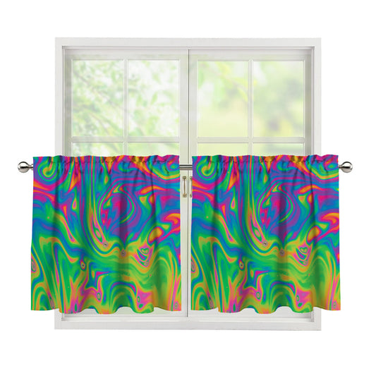Psychedelic Surface Print Tier Curtains