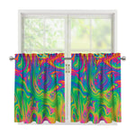 Psychedelic Surface Print Tier Curtains
