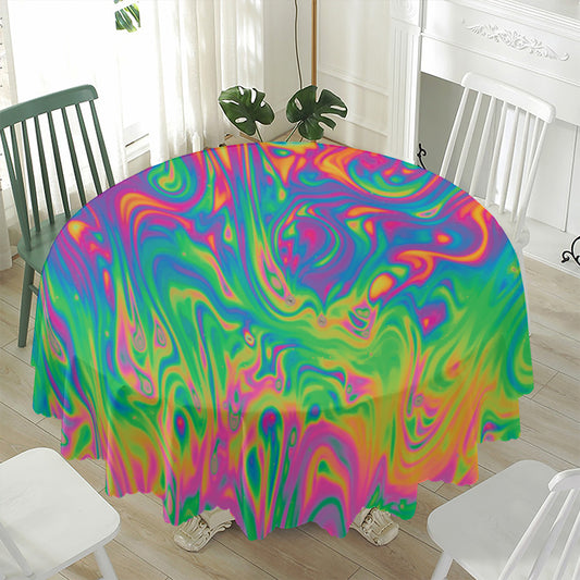 Psychedelic Surface Print Waterproof Round Tablecloth