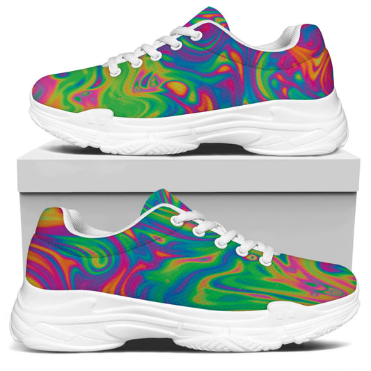 Psychedelic Surface Print White Chunky Shoes