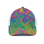 Psychedelic Surface Print White Mesh Trucker Cap