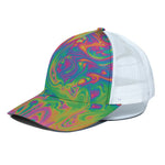 Psychedelic Surface Print White Mesh Trucker Cap