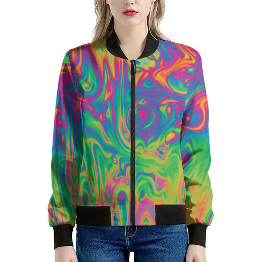 Psychedelic Surface Print Women's Bomber Jacket
