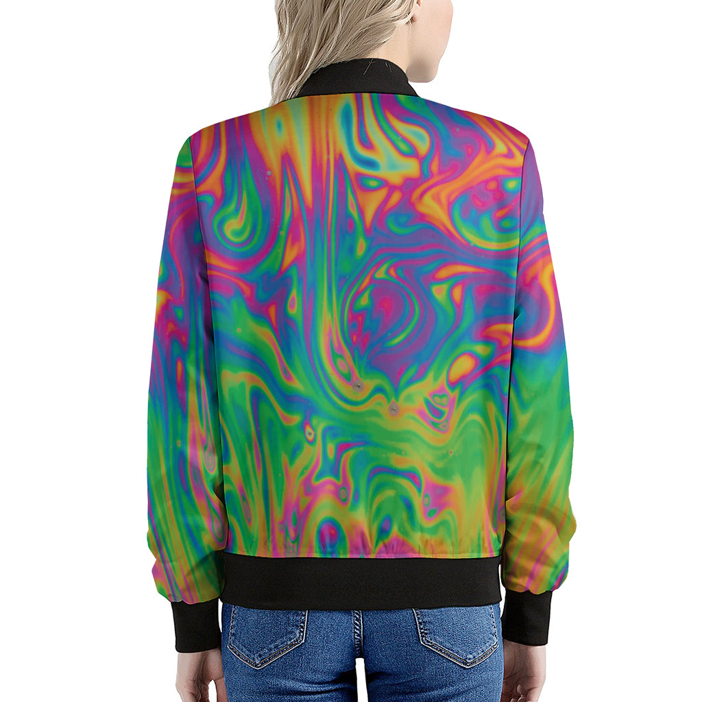 Psychedelic Surface Print Women's Bomber Jacket