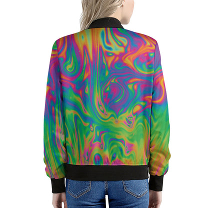 Psychedelic Surface Print Women's Bomber Jacket