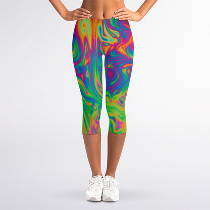 Psychedelic Surface Print Women's Capri Leggings