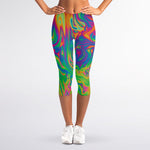 Psychedelic Surface Print Women's Capri Leggings