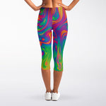 Psychedelic Surface Print Women's Capri Leggings
