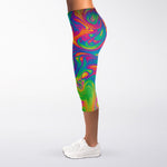 Psychedelic Surface Print Women's Capri Leggings