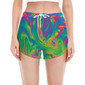 Psychedelic Surface Print Women's Split Running Shorts