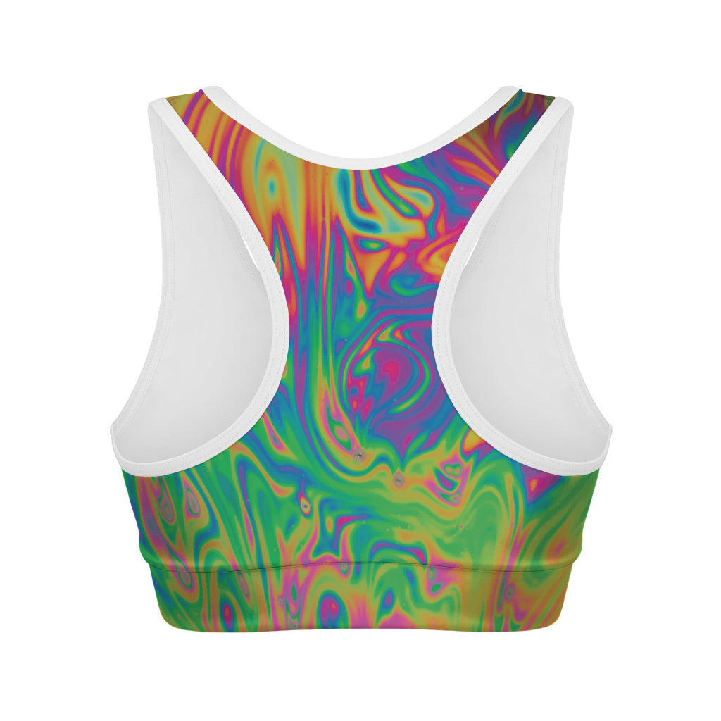 Psychedelic Surface Print Women's Sports Bra