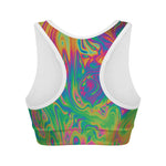 Psychedelic Surface Print Women's Sports Bra