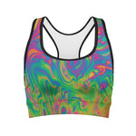 Psychedelic Surface Print Women's Sports Bra