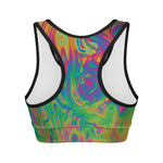Psychedelic Surface Print Women's Sports Bra