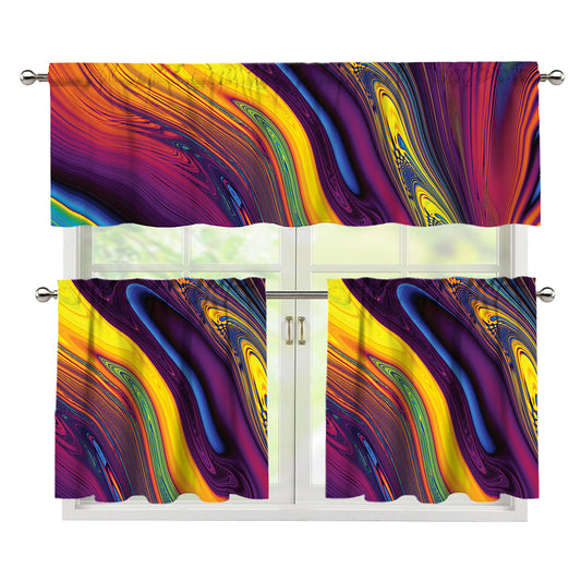 Psychedelic Trippy Fractal Print 3 Piece Kitchen Curtains