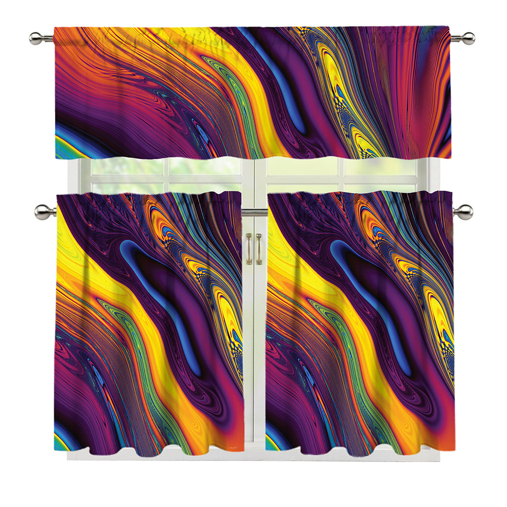 Psychedelic Trippy Fractal Print 3 Piece Kitchen Curtains