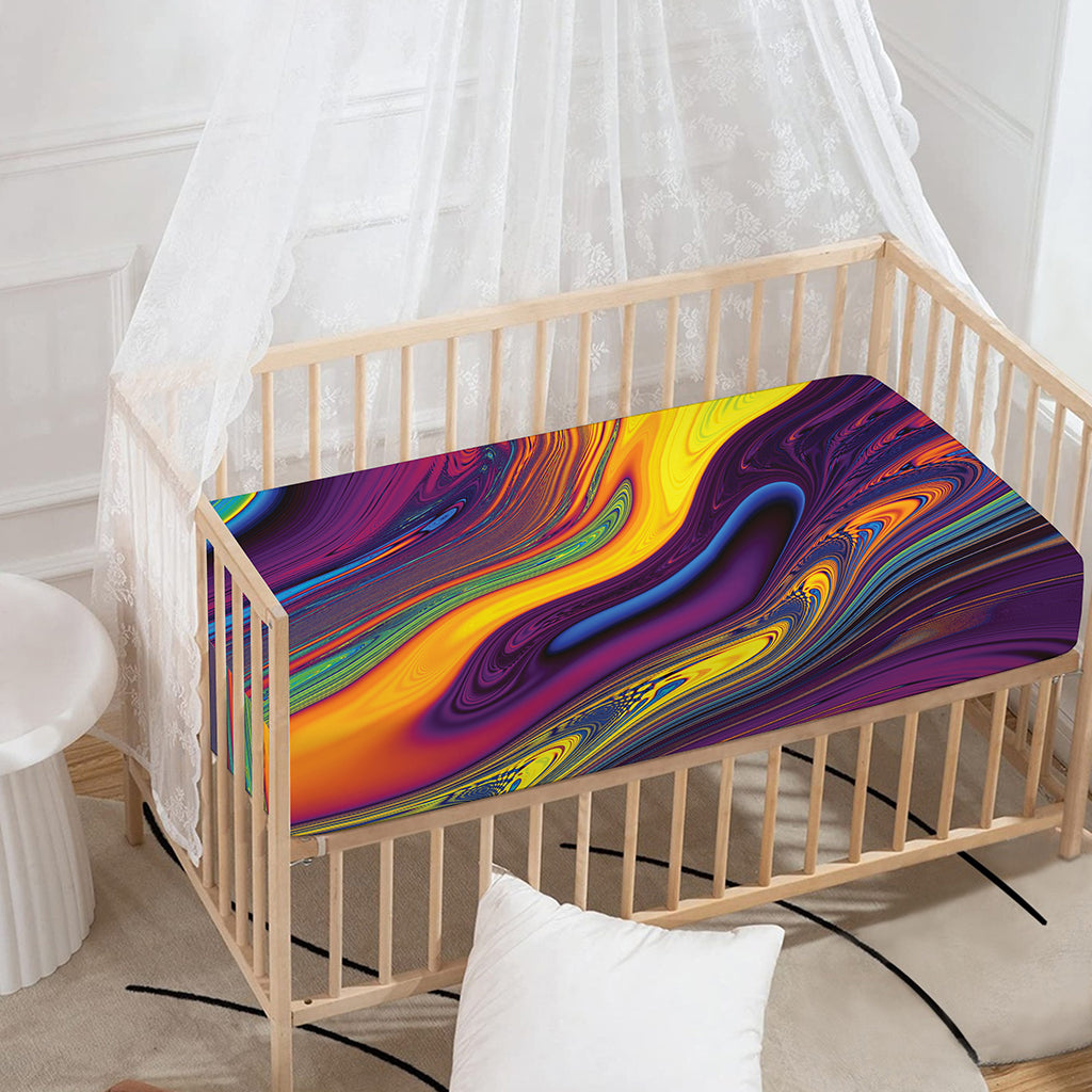 Psychedelic Trippy Fractal Print Baby Crib Sheet
