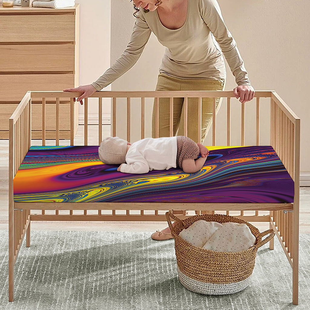 Psychedelic Trippy Fractal Print Baby Crib Sheet
