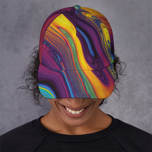 Psychedelic Trippy Fractal Print Baseball Cap