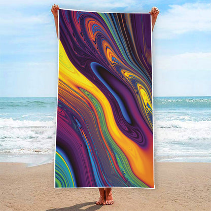 Psychedelic Trippy Fractal Print Beach Towel