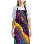 Psychedelic Trippy Fractal Print Bib Apron With Pocket