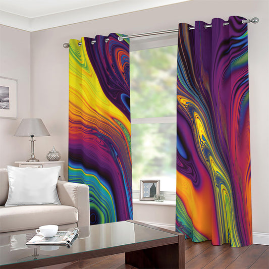 Psychedelic Trippy Fractal Print Blackout Grommet Curtains
