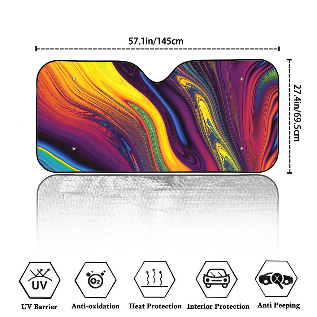 Psychedelic Trippy Fractal Print Car Windshield Sun Shade