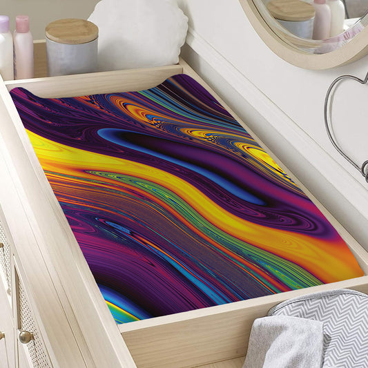 Psychedelic Trippy Fractal Print Changing Pad Cover
