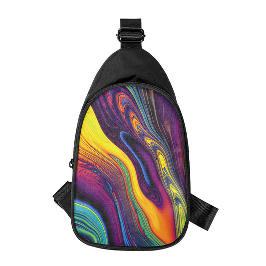 Psychedelic Trippy Fractal Print Chest Bag
