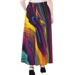 Psychedelic Trippy Fractal Print Chiffon Maxi Skirt