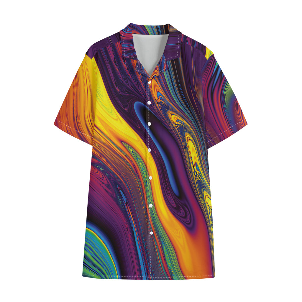 Psychedelic Trippy Fractal Print Cotton Hawaiian Shirt