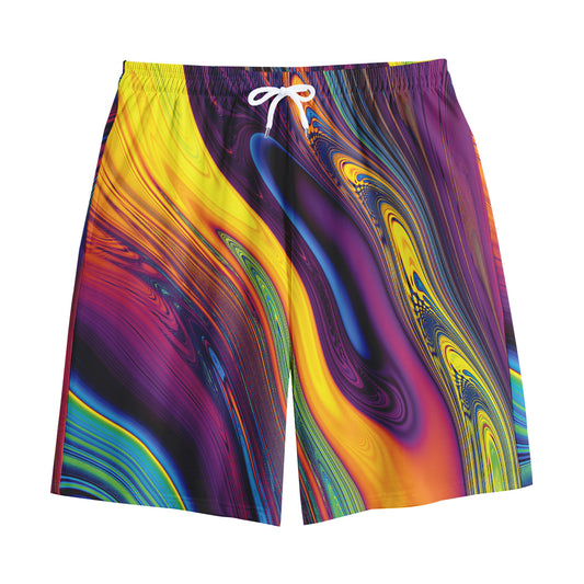 Psychedelic Trippy Fractal Print Cotton Shorts