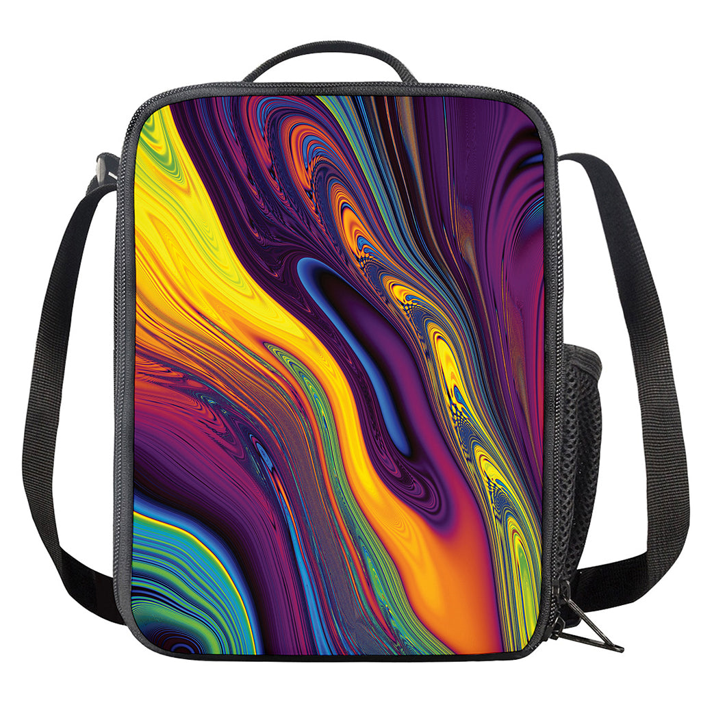 Psychedelic Trippy Fractal Print Crossbody Lunch Bag