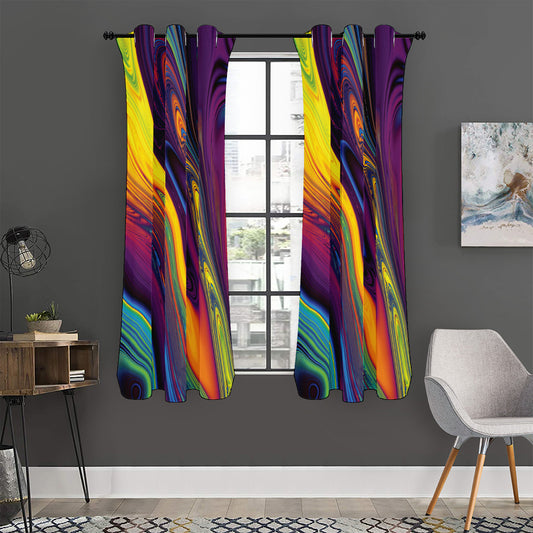 Psychedelic Trippy Fractal Print Curtain