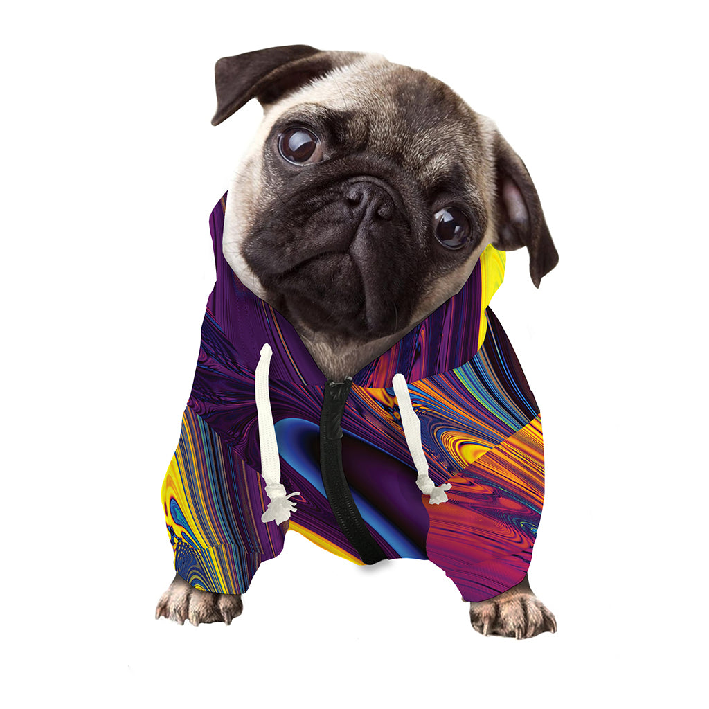 Psychedelic Trippy Fractal Print Dog Zip Up Hoodie