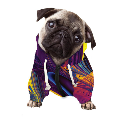 Psychedelic Trippy Fractal Print Dog Zip Up Hoodie