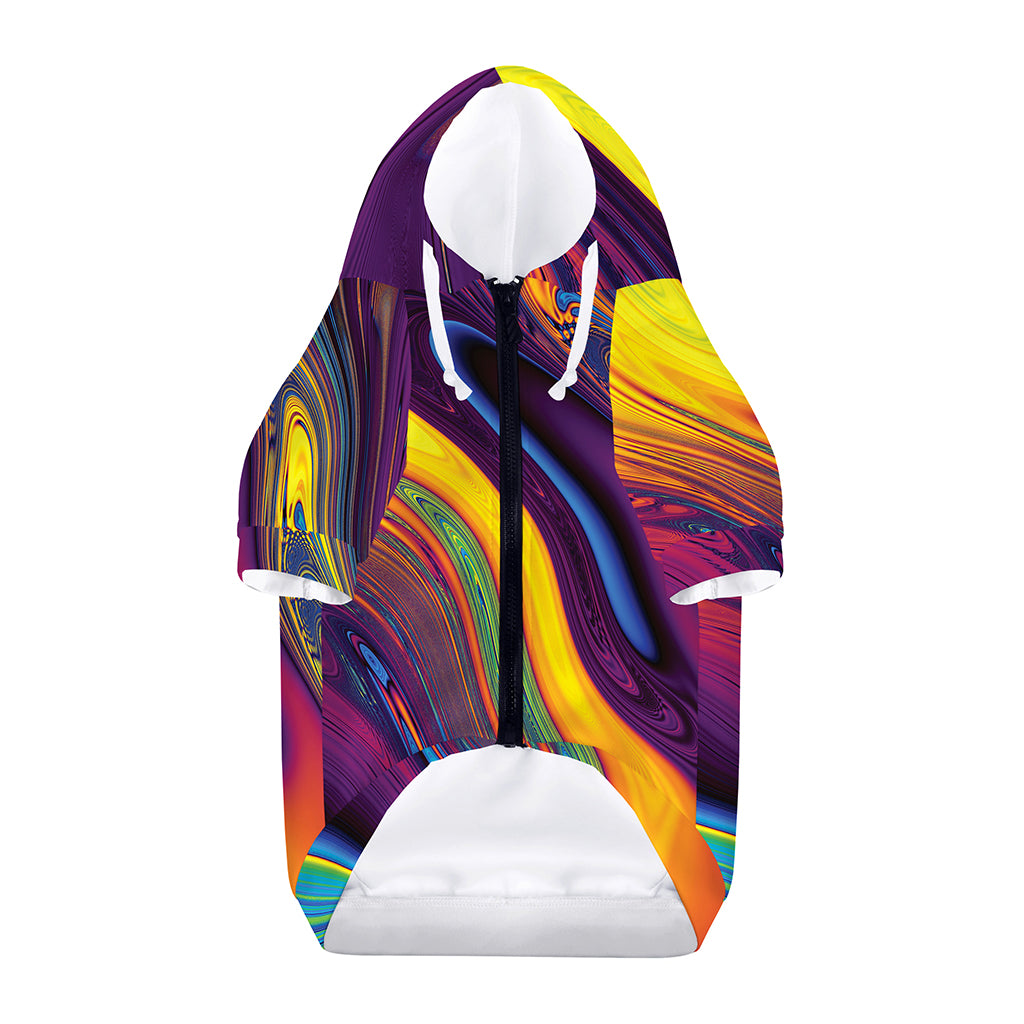 Psychedelic Trippy Fractal Print Dog Zip Up Hoodie