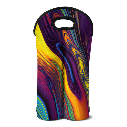 Psychedelic Trippy Fractal Print Double Neoprene Wine Tote