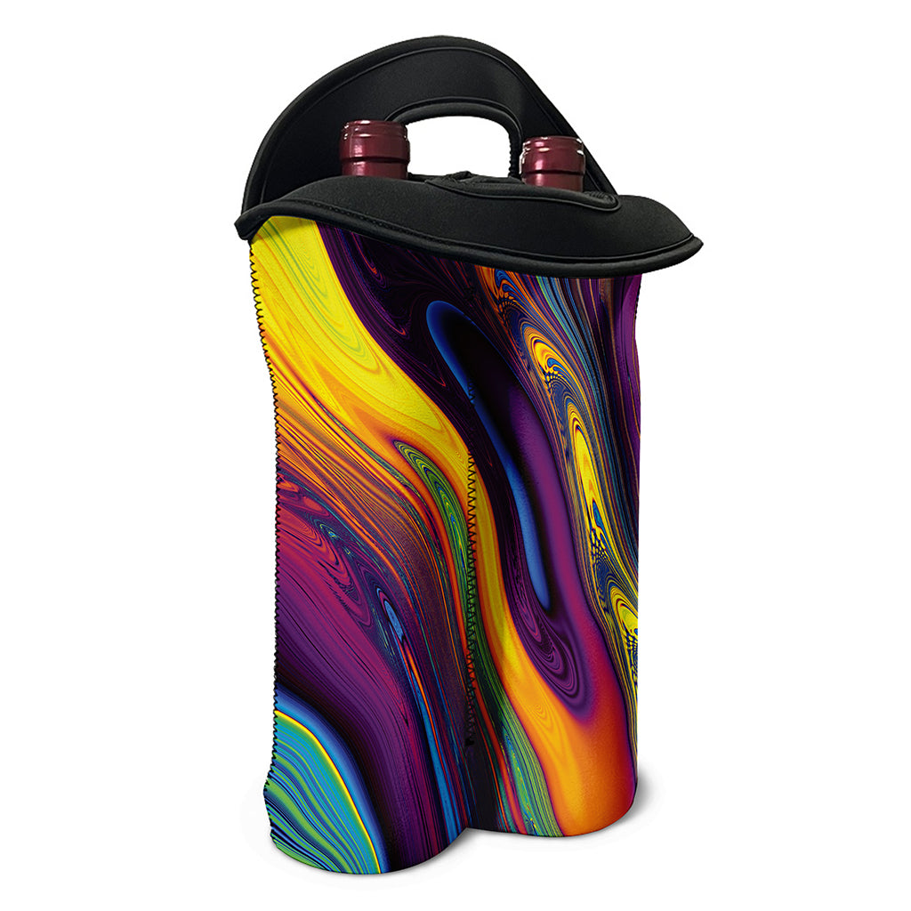 Psychedelic Trippy Fractal Print Double Neoprene Wine Tote