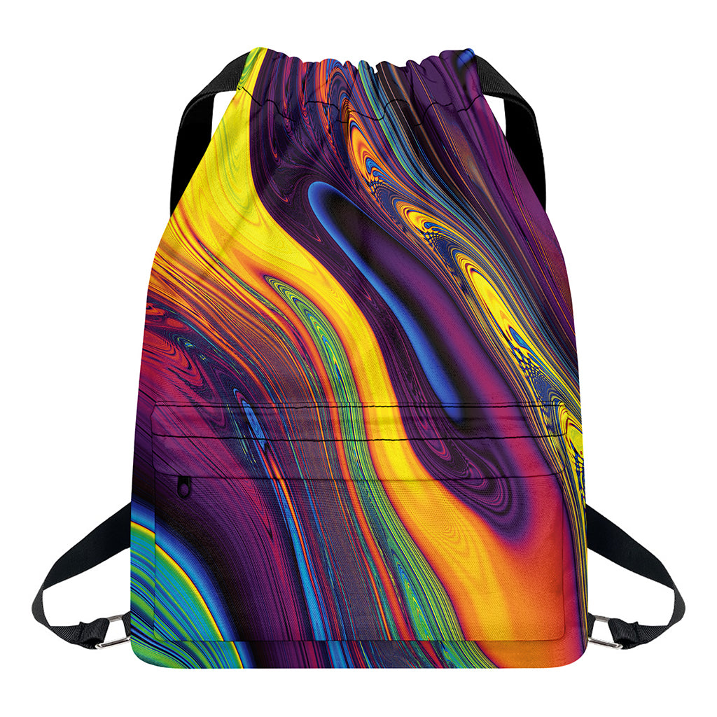 Psychedelic Trippy Fractal Print Drawstring Backpack