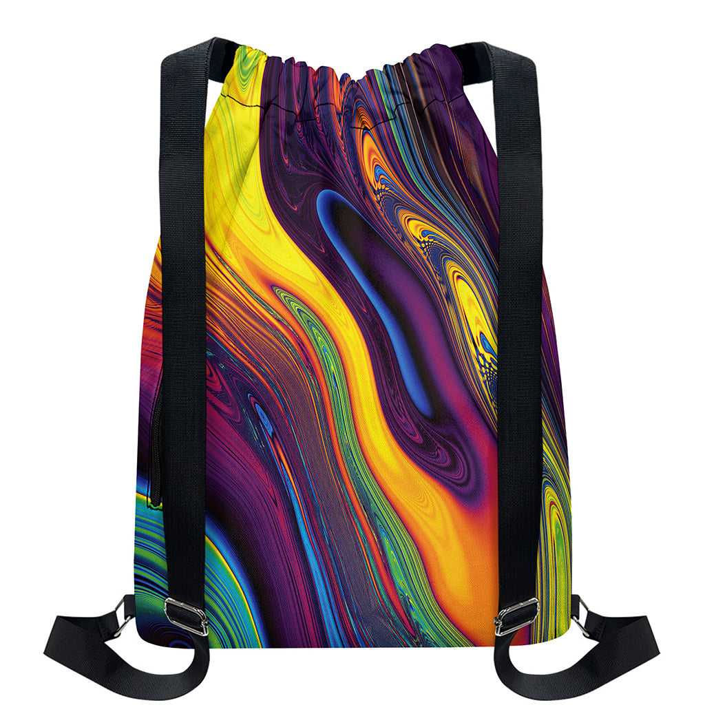 Psychedelic Trippy Fractal Print Drawstring Backpack