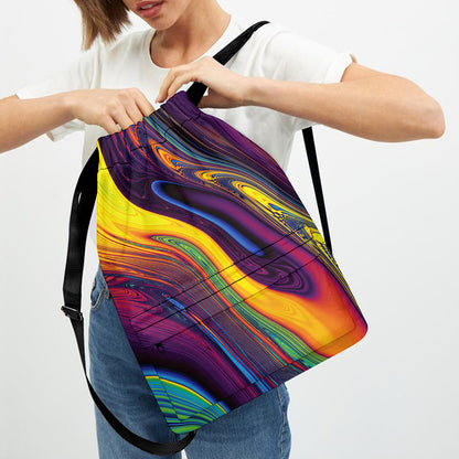 Psychedelic Trippy Fractal Print Drawstring Backpack