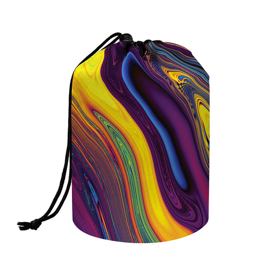 Psychedelic Trippy Fractal Print Drawstring Makeup Bag