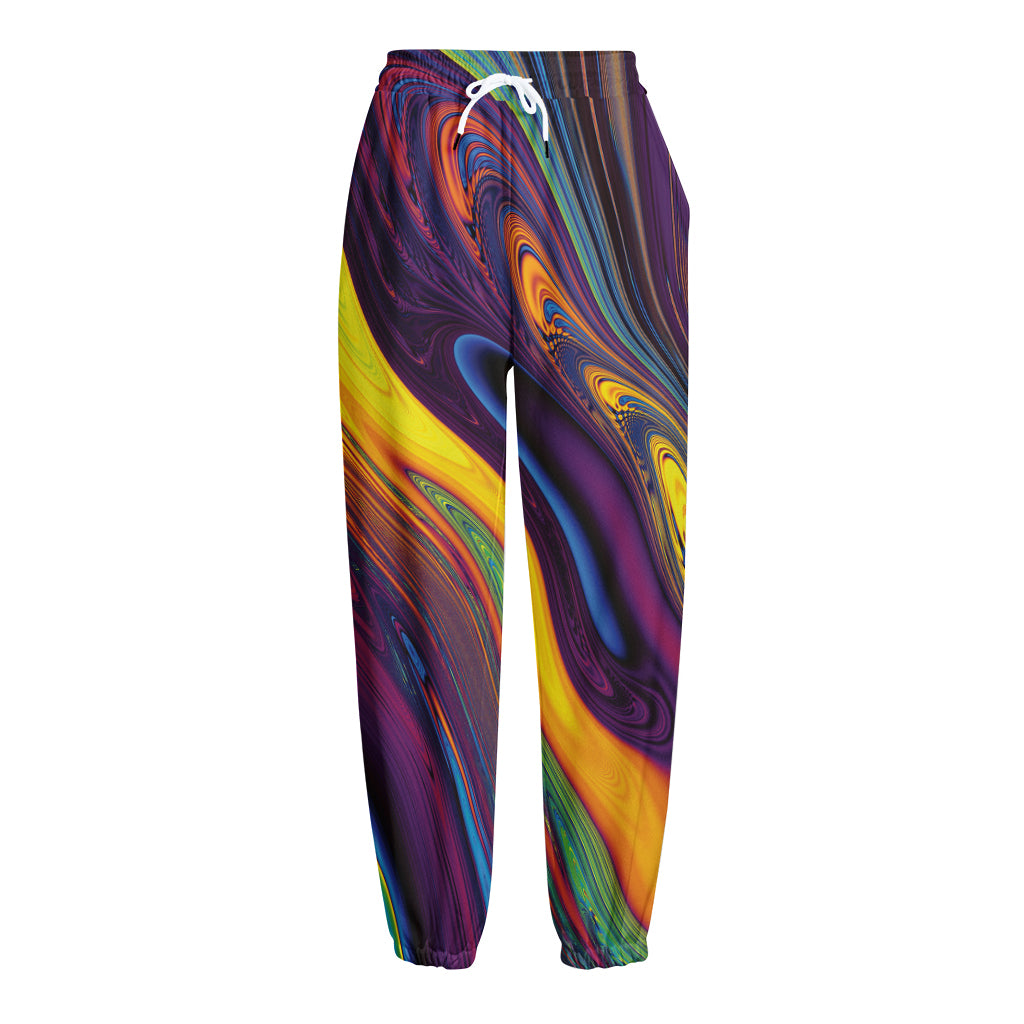 Psychedelic Trippy Fractal Print Fleece Lined Knit Pants