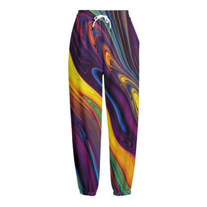 Psychedelic Trippy Fractal Print Fleece Lined Knit Pants