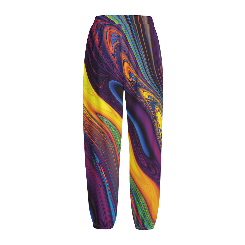 Psychedelic Trippy Fractal Print Fleece Lined Knit Pants