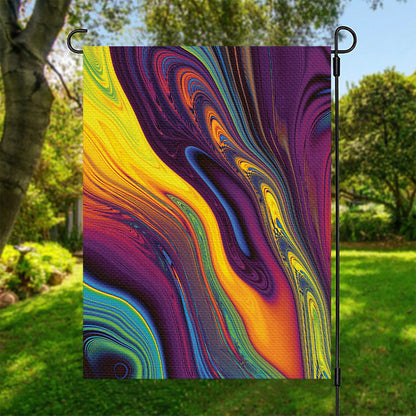 Psychedelic Trippy Fractal Print Garden Flag