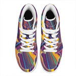Psychedelic Trippy Fractal Print High Top Leather Sneakers