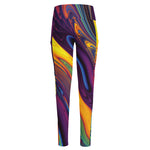 Psychedelic Trippy Fractal Print High-Waisted Pocket Leggings