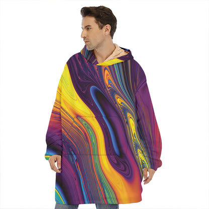 Psychedelic Trippy Fractal Print Hoodie Blanket
